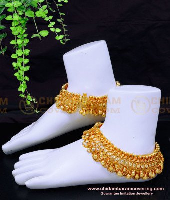ANK133 - 10 Inch Wedding Full Beads Heavy Bridal Anklets Gold Plated Jewelry