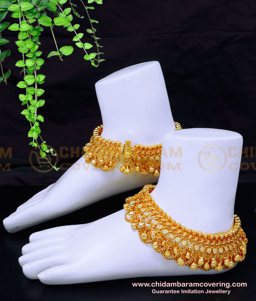 ANK133 - 10 Inch Wedding Full Beads Heavy Bridal Anklets Gold Plated Jewelry