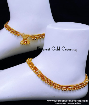 ANK138 - 10 Trendy Gold Beads Heavy 1 Gram Gold Anklets Designs