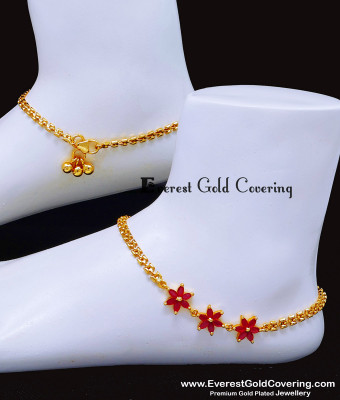 ANK152 - 10 Inch Elegant Ruby Stone Flower Model Western Style Anklets