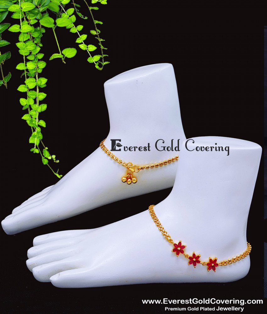 ANK152 - 10 Inch Elegant Ruby Stone Flower Model Western Style Anklets