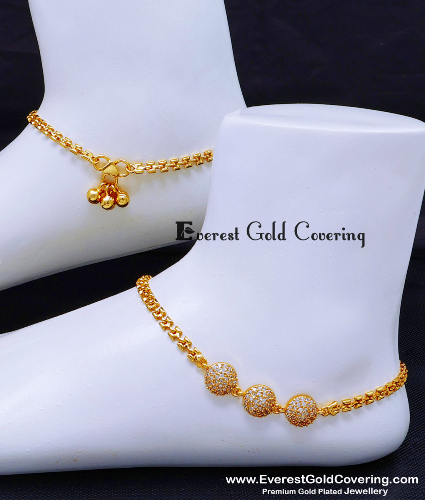 ANK153 - 10 Inch Latest Party Wear Gold Anklet Designs for Ladies