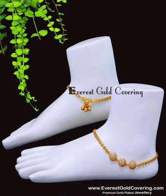 ANK153 - 10 Inch Latest Party Wear Gold Anklet Designs for Ladies