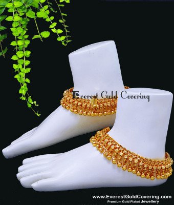 ANK155 - 10.5 Inch Gold Plated Dulhan Heavy Bridal Payal Designs