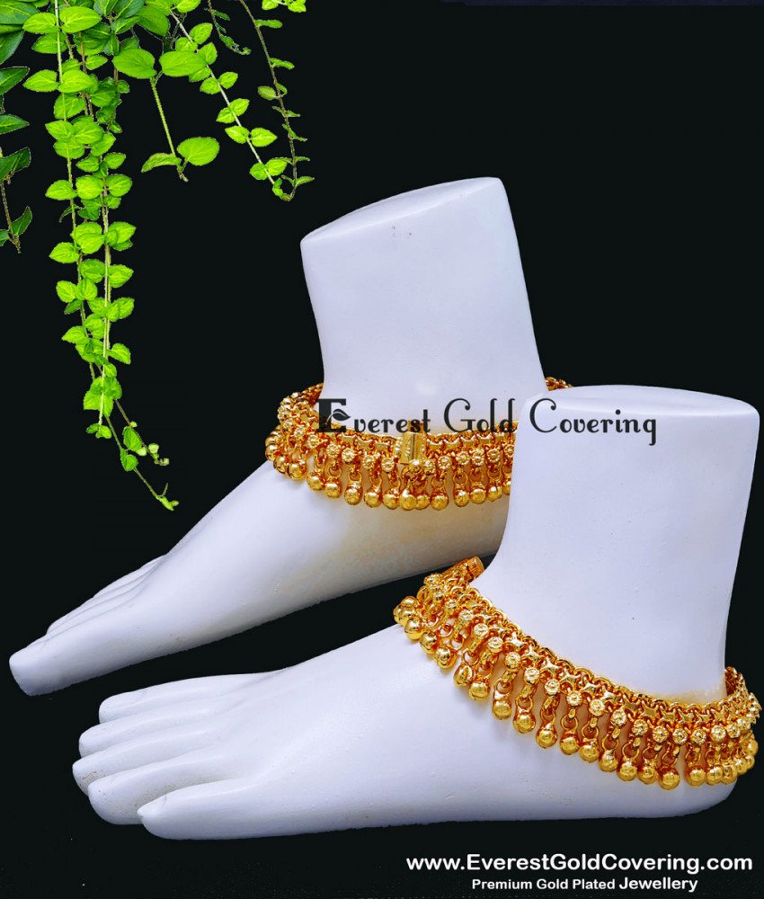 ANK155 - 10.5 Inch Gold Plated Dulhan Heavy Bridal Payal Designs