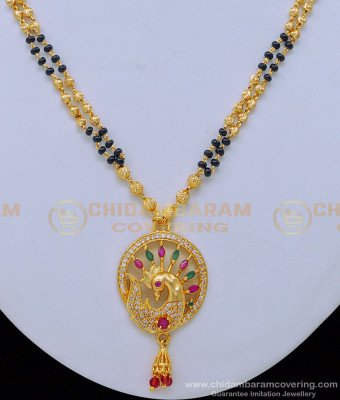 BBM1022 - Beautiful Peacock Design Pendant with Short Mangalsutra One Gram Gold Jewellery 