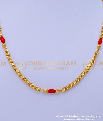 BBM1056 - Attractive Heart Model Chain with Red Moti Mangalsutra Design