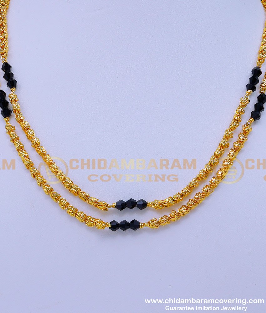 BBM1059 - Muslim Wedding Thali Designs Double Line Crystal Karugamani Chain