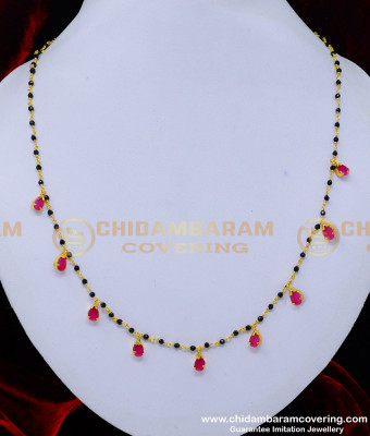 BBM1080 - Modern Stylish Ruby Stone Short Mangalsutra Designs