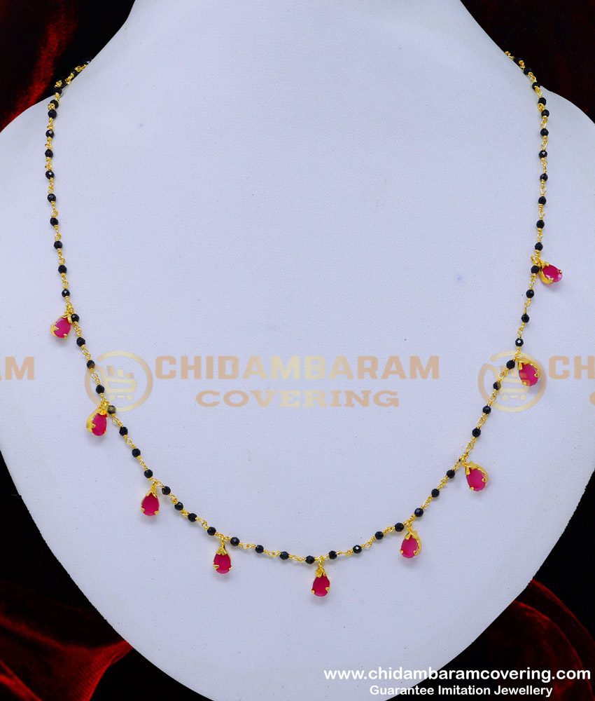 BBM1080 - Modern Stylish Ruby Stone Short Mangalsutra Designs