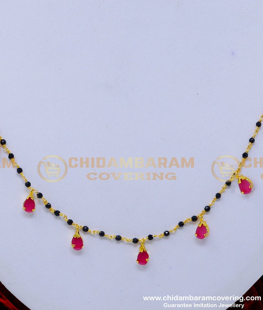 BBM1080 - Modern Stylish Ruby Stone Short Mangalsutra Designs