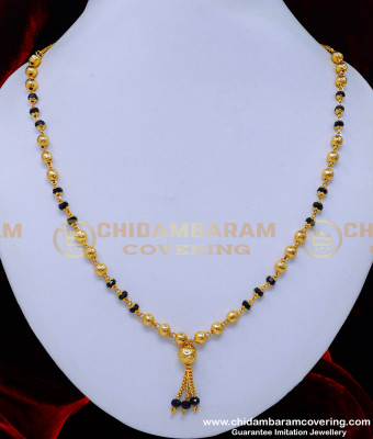 BBM1082 - Traditional Black Crystal Yellow Gold Mangalsutra Design