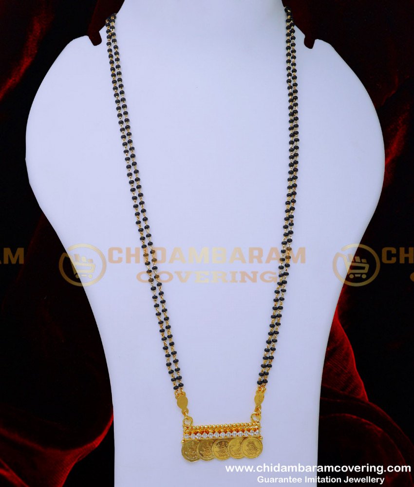BBM1087 - Gold Design Black Beads Mangalsutra Designs Simple