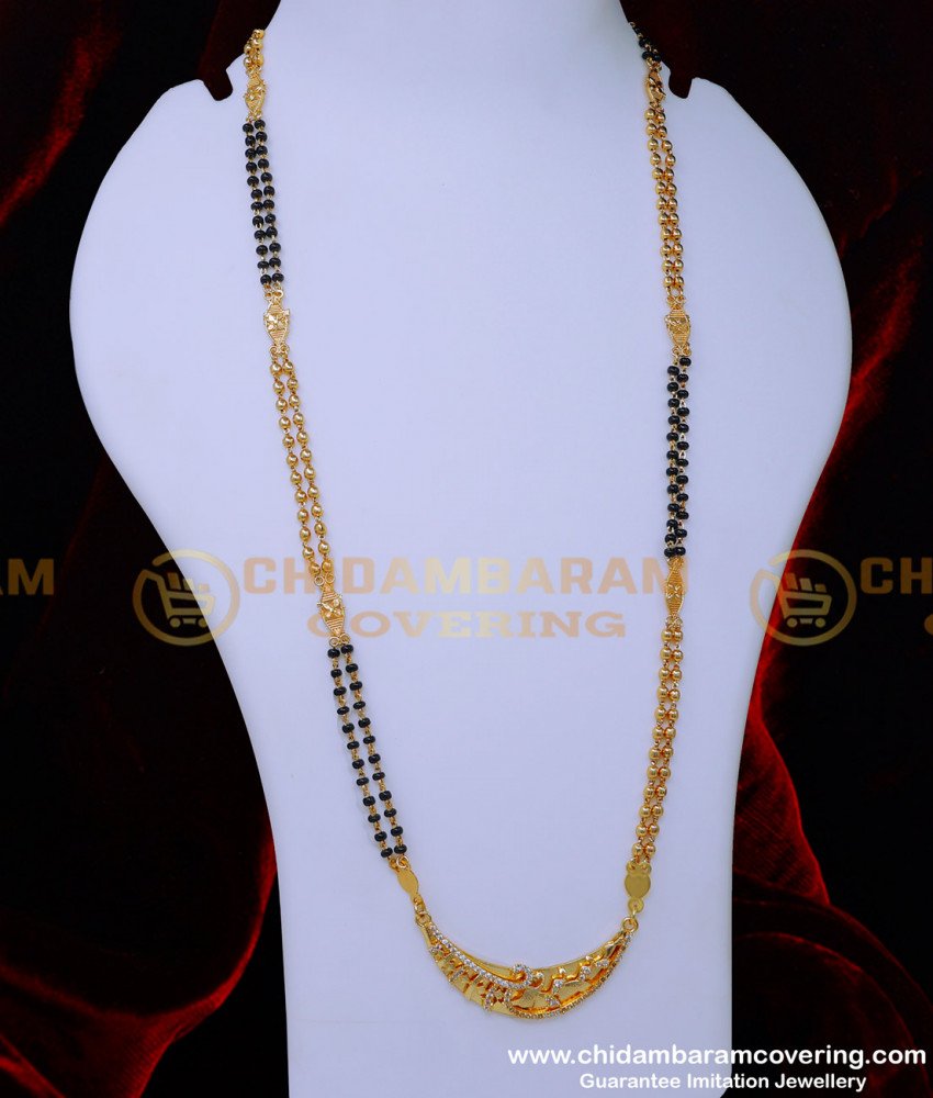 BBM1094 - Traditional Mangalsutra with Black Beads Long for Women
