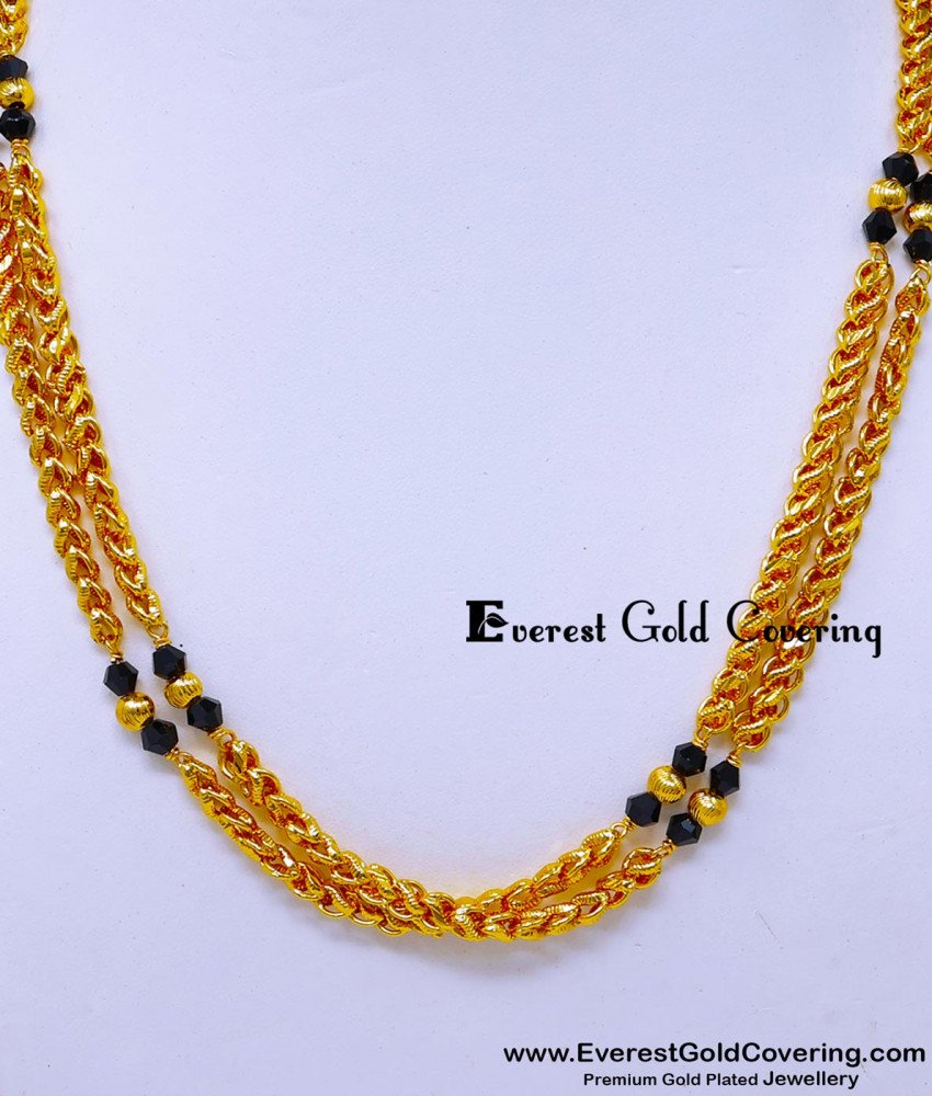 BBM1107 - New Model Black Crystal Two Layer Mangalsutra Design
