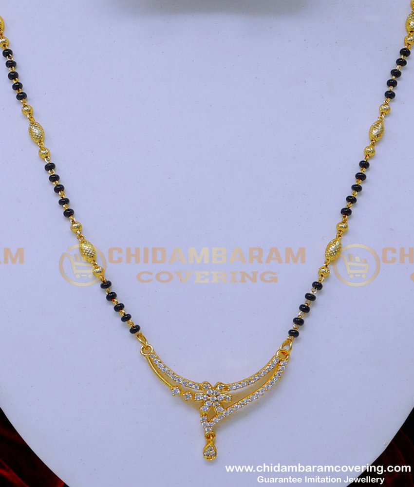 BBM1103 - Gold Plated Stone Earrings with Small Mangalsutra Designs
