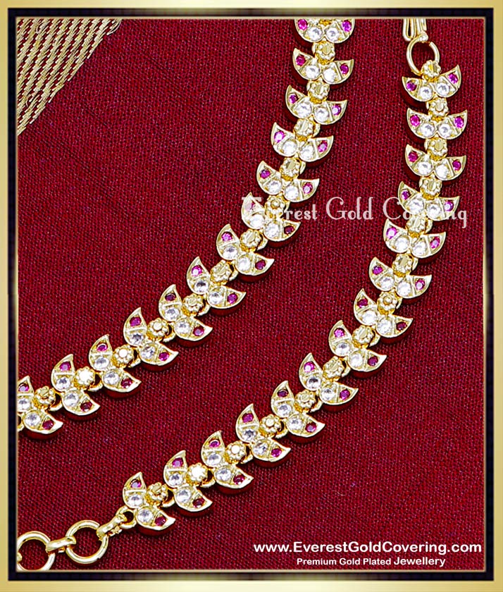 MAT301 - Attractive White and Ruby Stone Leaf Design Ear Mattal