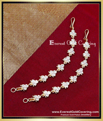 MAT308 - South Indian Traditional White Stone Ear Chain Designs