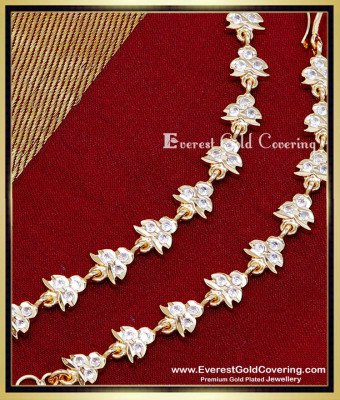 MAT308 - South Indian Traditional White Stone Ear Chain Designs