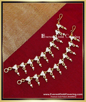 MAT311 - First Quality 1 Gram Gold White Stone Impon Ear Chain