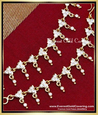 MAT311 - First Quality 1 Gram Gold White Stone Impon Ear Chain