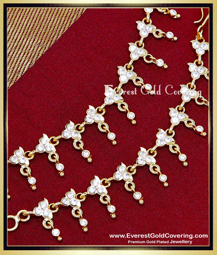 MAT311 - First Quality 1 Gram Gold White Stone Impon Ear Chain