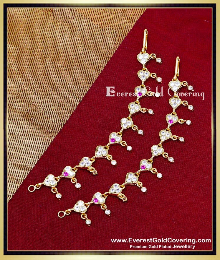 MAT312 - Five Metal Gold Design Heart Model Ear Chain for Wedding