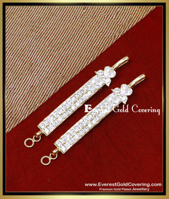 MAT318 - Gold Look White Stone Impon Matilu Straight Ear Chain