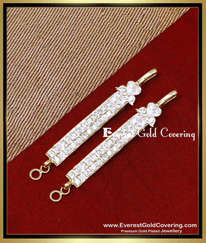 MAT318 - Gold Look White Stone Impon Matilu Straight Ear Chain