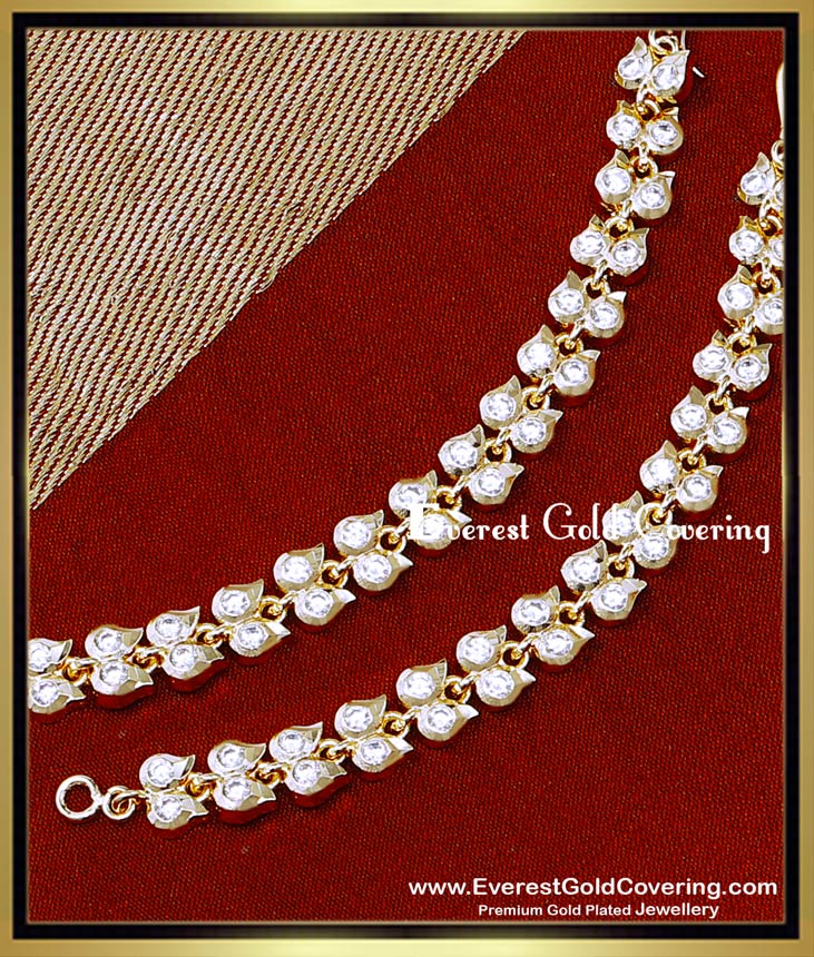 MAT320 - Impon White Stone Leaf Model Latest Gold Matilu Designs