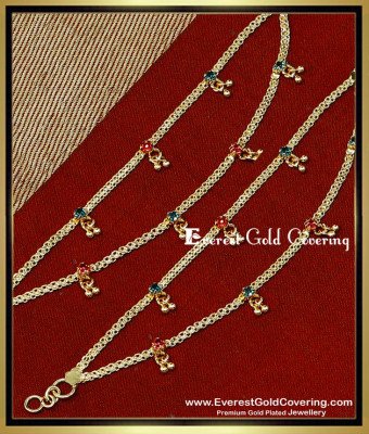 MAT321 - Gold Plated Ruby Emerald Layered Earring Chain Online