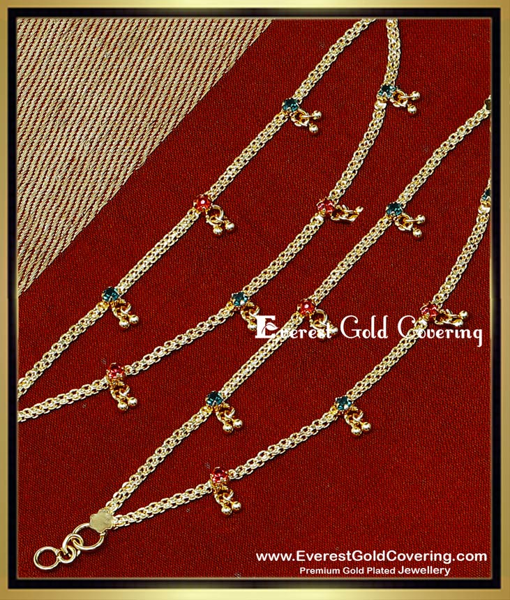 MAT321 - Gold Plated Ruby Emerald Layered Earring Chain Online