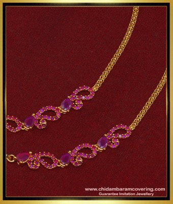 MAT109 - New Design Ad Ruby Stone Mango Design Ear Chain Mattil Matching for Ruby Stone Earring