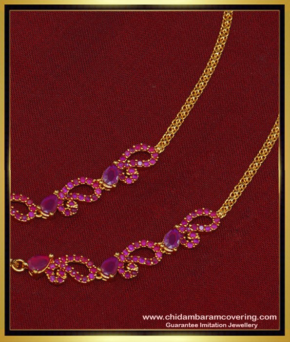 MAT109 - New Design Ad Ruby Stone Mango Design Ear Chain Mattil Matching for Ruby Stone Earring