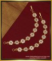 MAT116 - Beautiful Bridal Wear Impon Stone Flower Design Geti Mattal Side Ear Chain Online 