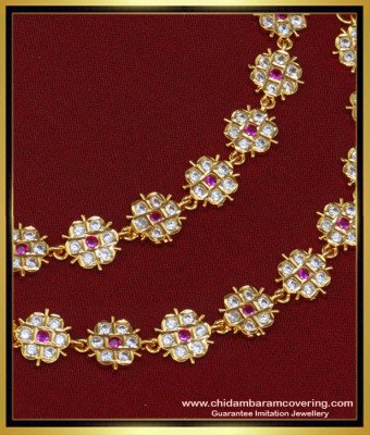 MAT116 - Beautiful Bridal Wear Impon Stone Flower Design Geti Mattal Side Ear Chain Online 