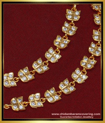 MAT119 - Real Gold Design Full White Stone Impon Maatal Side Ear Chain Buy Online 