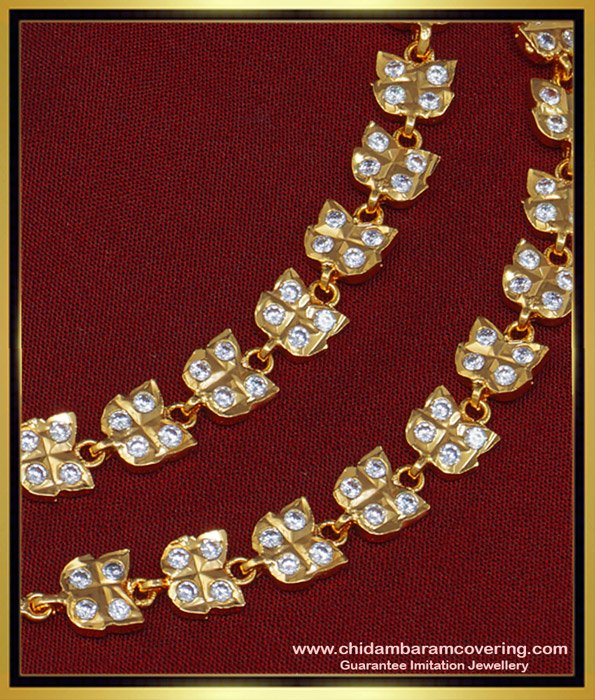 MAT119 - Real Gold Design Full White Stone Impon Maatal Side Ear Chain Buy Online 