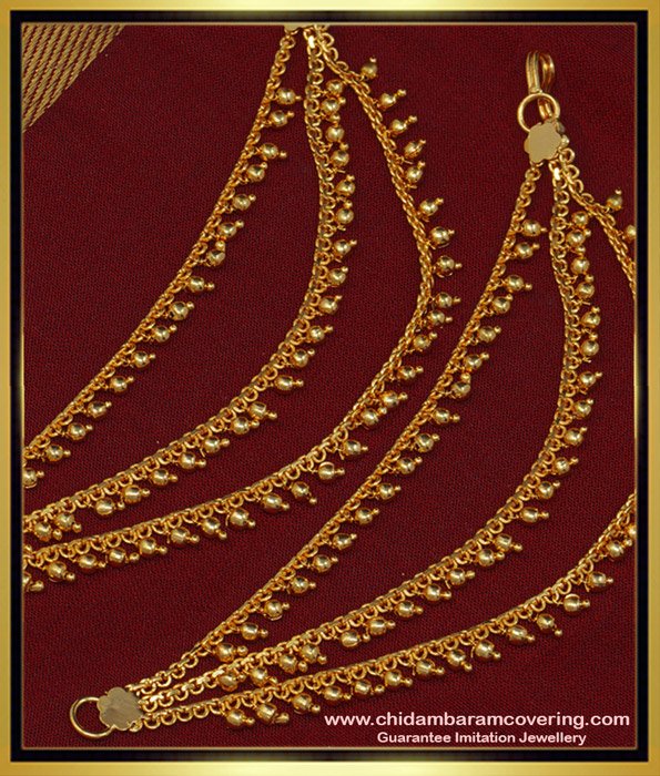 MAT122 - Bridal Wear Gold Matilu Design 3 Line One Gram Gold Side Mattal for Women 