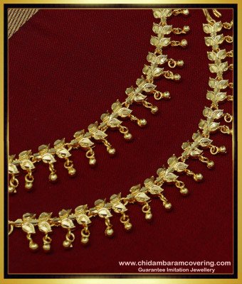 MAT129 - Traditional Gold Side Mattal Leaf Design Hook Type Ear Chain Imitation Jewelry Online
