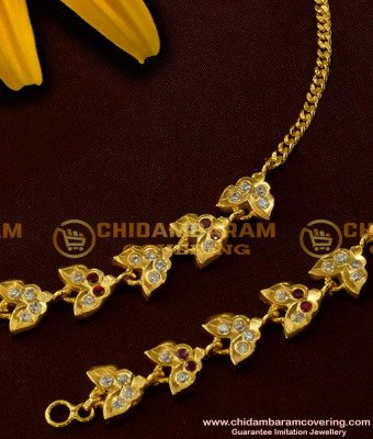 MAT13 - Aiympon Stone Leaf Design Mattal with AD Ruby White Stone Thick Metal Handmade Design