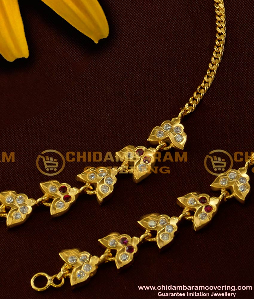 MAT13 - Aiympon Stone Leaf Design Mattal with AD Ruby White Stone Thick Metal Handmade Design