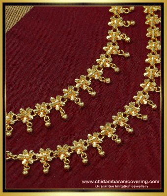MAT130 - New Model Real Gold Pattern Flower Design Champaswaralu One Gram Gold Guarantee Ear Chain  