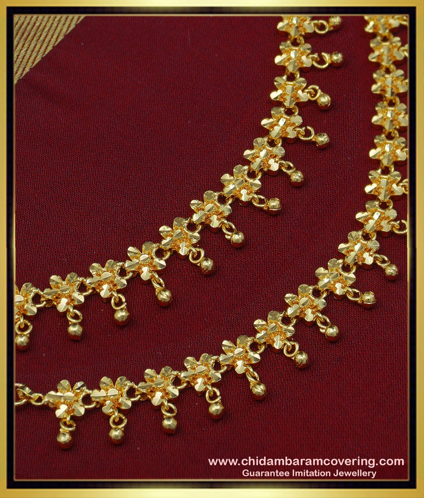 MAT130 - New Model Real Gold Pattern Flower Design Champaswaralu One Gram Gold Guarantee Ear Chain  