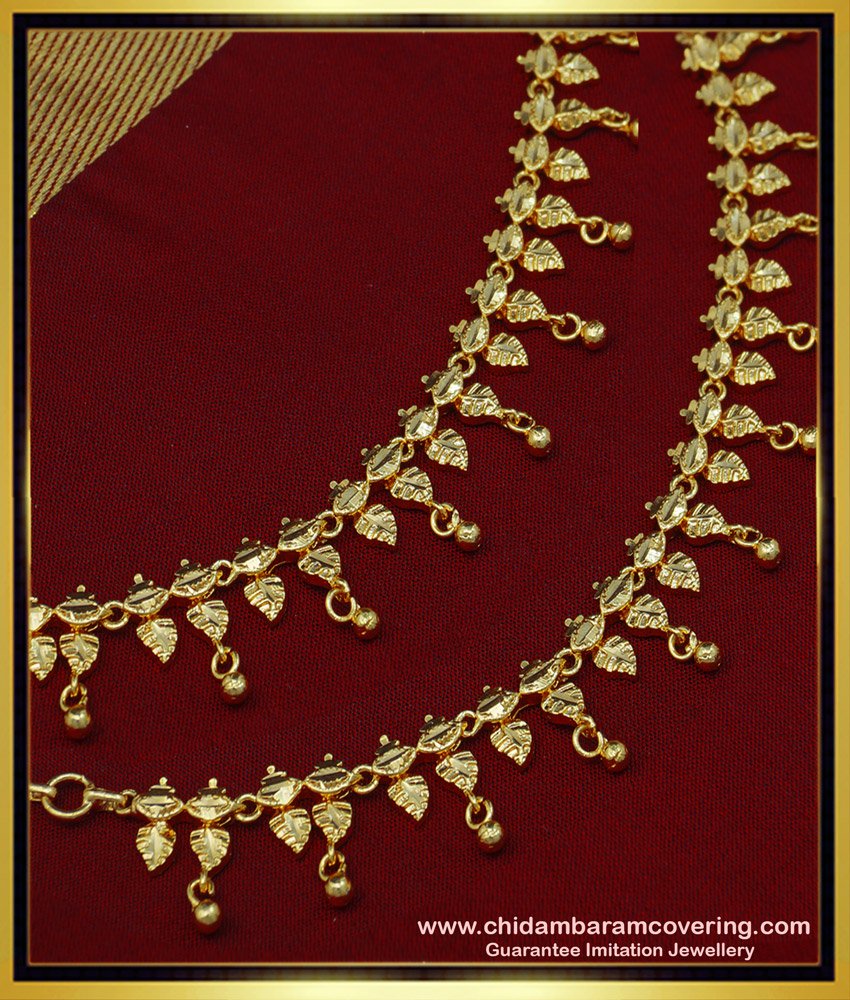MAT131 - Latest Bridal Wear Real Gold Color One Gram Gold Leaf Design Matilu Design Online 