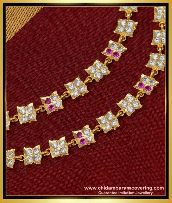 MAT137 - Impon First Quality White and Ruby Stone Maatal Design Ear Chain Online