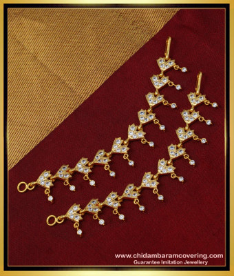 MAT138 - Traditional Real Gold Design Impon Leaf Design White Stone Matilu Design for Wedding