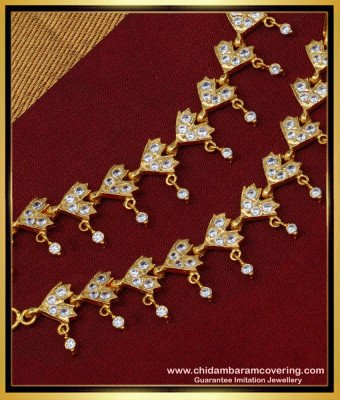 MAT138 - Traditional Real Gold Design Impon Leaf Design White Stone Matilu Design for Wedding