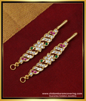 MAT145 - South Indian Bridal Wear Matilu Design Multi Stone Straight Ear Chain Online  