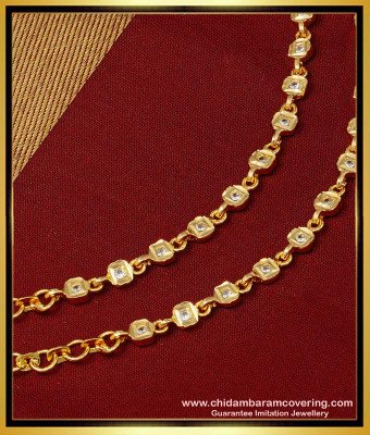 MAT150 - Simple White Stone Impon Maatal Bridal Wear Ear Chain Design